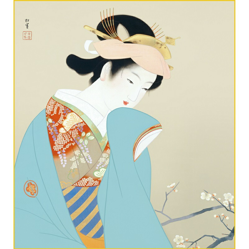 楽天市場】上村松園 新蛍 母と子美人画 色紙 大色紙サイズ