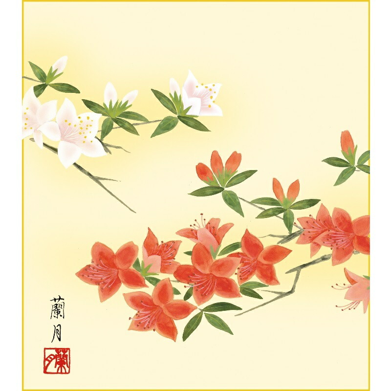 楽天市場】色紙絵 花鳥画【吉井蘭月】寒椿 四季絵 k5-021d 四季