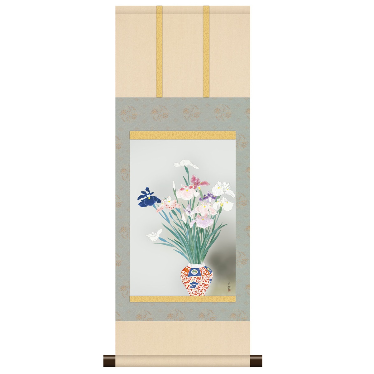 本格ミニ掛軸 日本の名画 小林古径 [菖蒲] 新絹本 [KM3R1-063] 古径名画掛軸