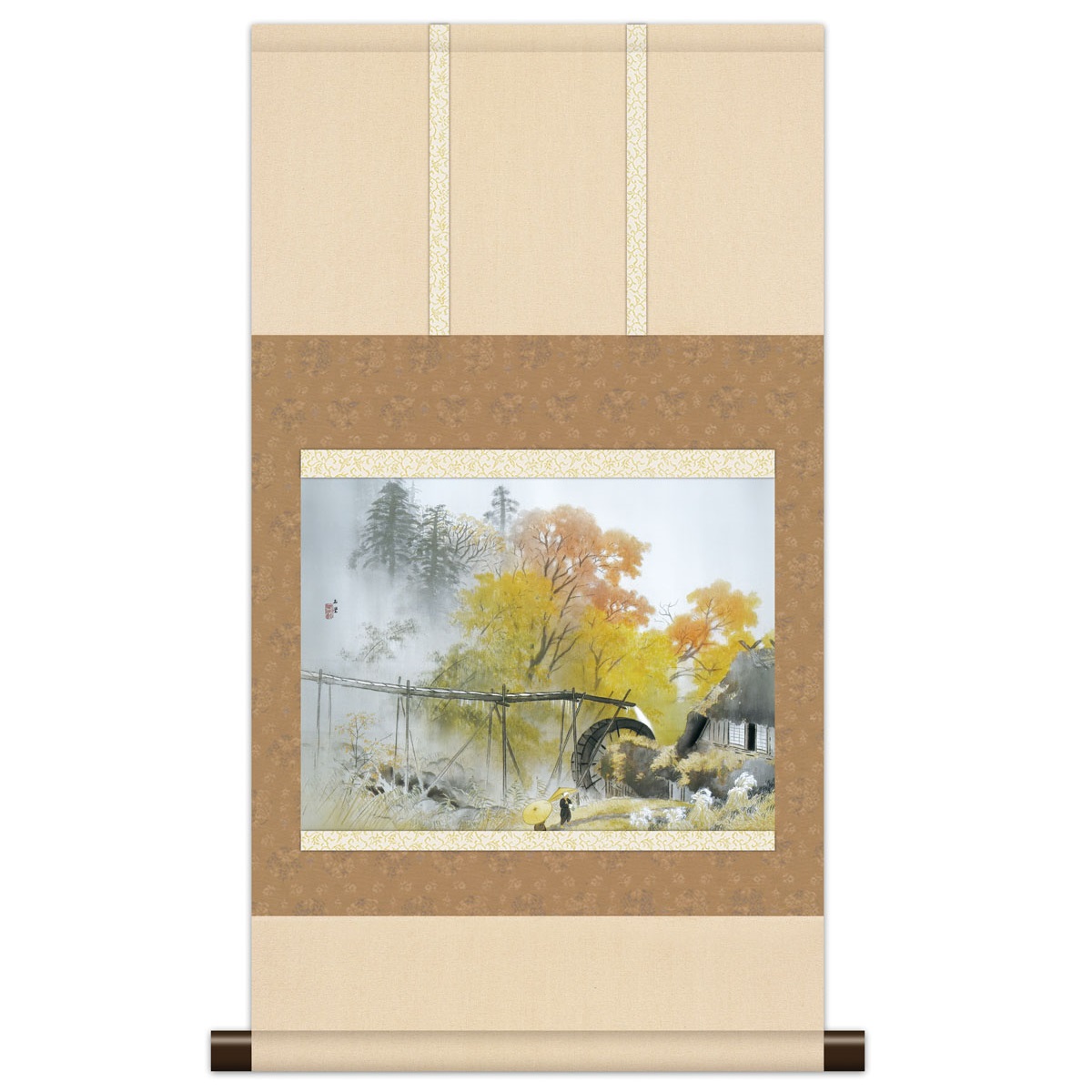 本格ミニ掛軸 日本の名画 川合玉堂 [彩雨] 新絹本 [KM3R1-029] 玉堂名画掛軸｜さくらソレイユ　店