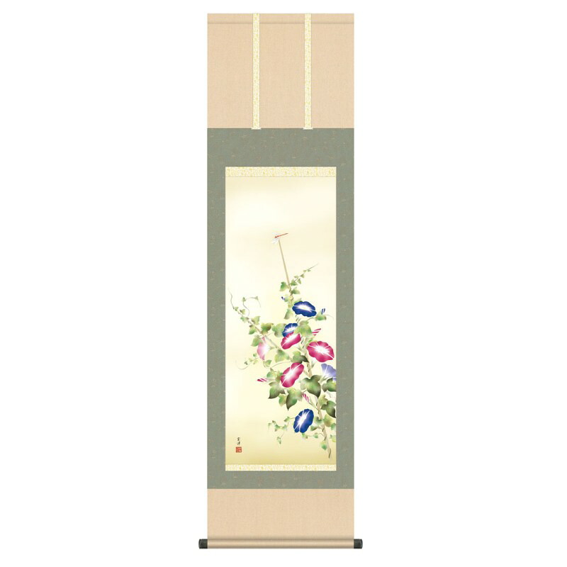掛軸 日本画 花鳥画 近藤玄洋 朝顔 (あさがお) 尺三 (KZ3MA6-37B) (代引き不可)｜さくらソレイユ　店 8,264円