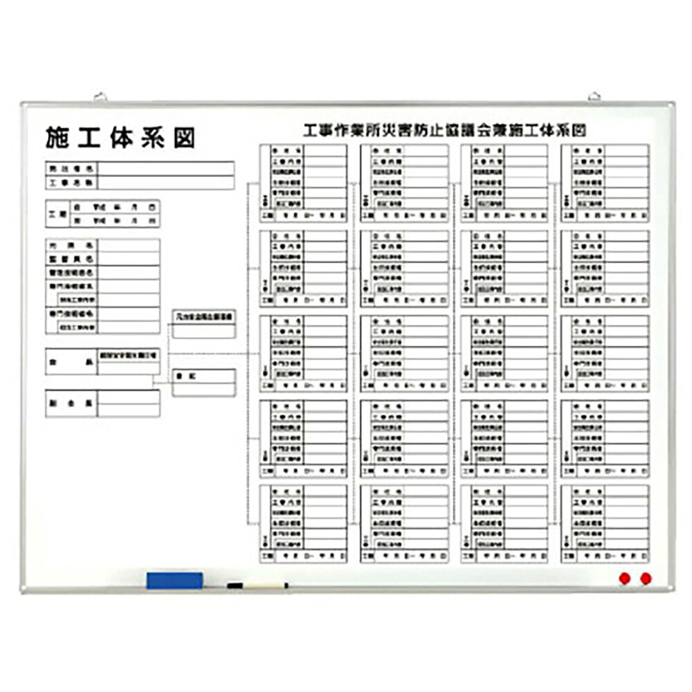 ユニット(UNIT) 【317-73】施工体系図　水性ペン・消し具付（屋内用）