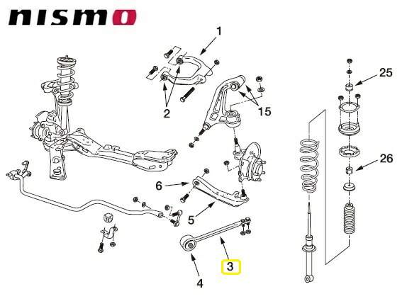 NISMO 【ニスモ】 サスペンションリンク 「テンションロッドセット」 （イメージ図中番号3） スカイライン　ER34 (2WD)