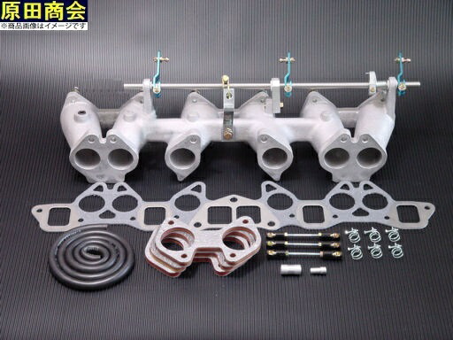 原田商会 インテークマニホールド 日産 L型 6気筒車 L30～ 50φキャブレター用 従来品 テフロン仕様 【ワイヤー式】 ※マニガスケット・燃料ホース付属セット