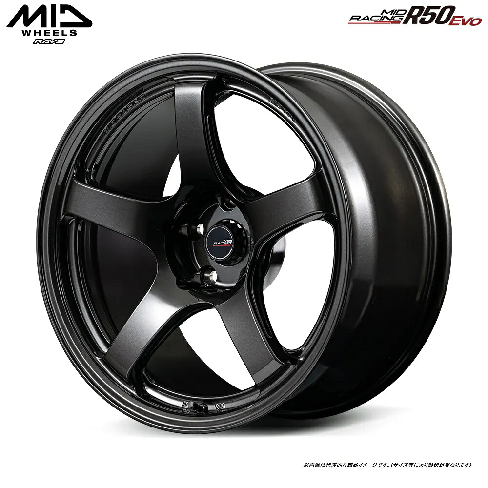 MID RACING R50 EVO 18インチ リム幅:10.5J 5H PCD 114.3 INSET +12 チューナーサイズ ※注意) マルカサービス MID レーシング R50 エボ カラー：ブラックメタリック(BLM) 【4本セット】｜K-ワークス　店