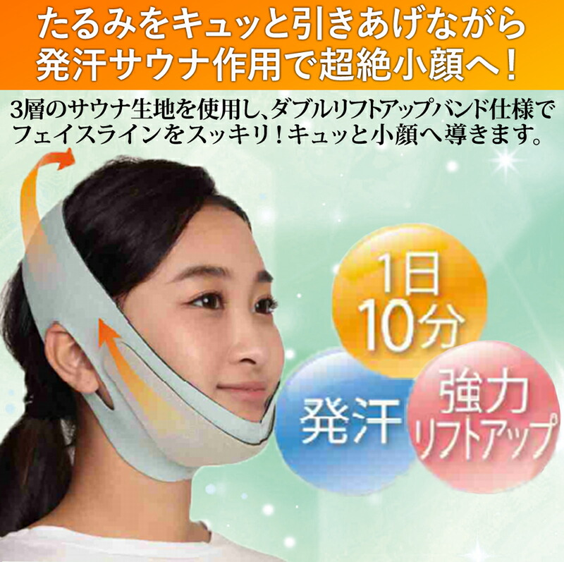 楽天市場 小顔 きゅっと サウナマスク 強力 リフトアップ 顔 筋肉 小顔効果 着脱 簡単 発汗 サウナ ダブルリフトアップ ほうれい線 防止 引き上げる 口角 あげる 頬 表情筋 たるみ フェイスライン すっきり 低糖質 糖質制限の快適空間２２２
