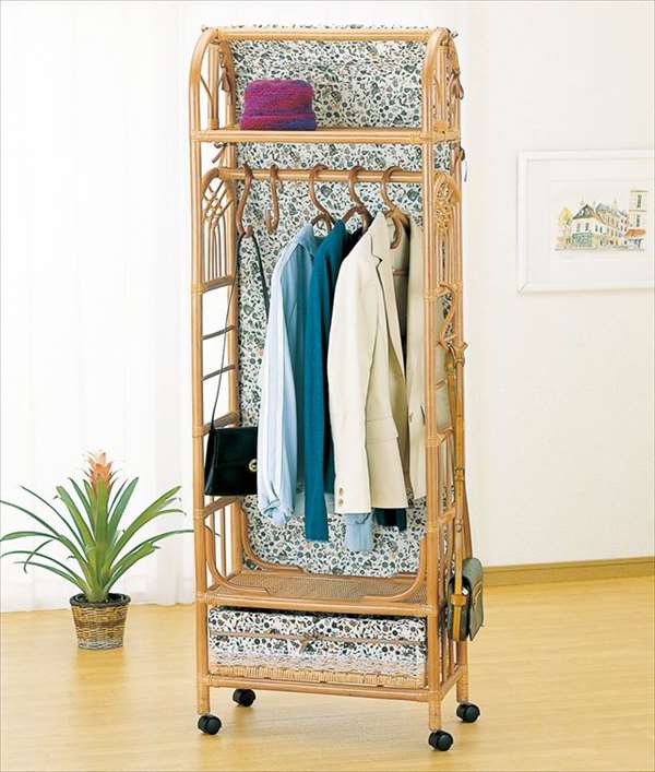 上棚付スリムハンガーラック 幅60cmタイプ W 669 ハンガーラック ライトブラウン クローゼット 籐 籐家具 幅60cmタイプ ハンガーラック ラック クローゼット アジアン リビングルーム 籐ラタン製 上棚付スリムハンガーラック 幅60cmタイプ W 669ライトブラウン 籐 籐家具