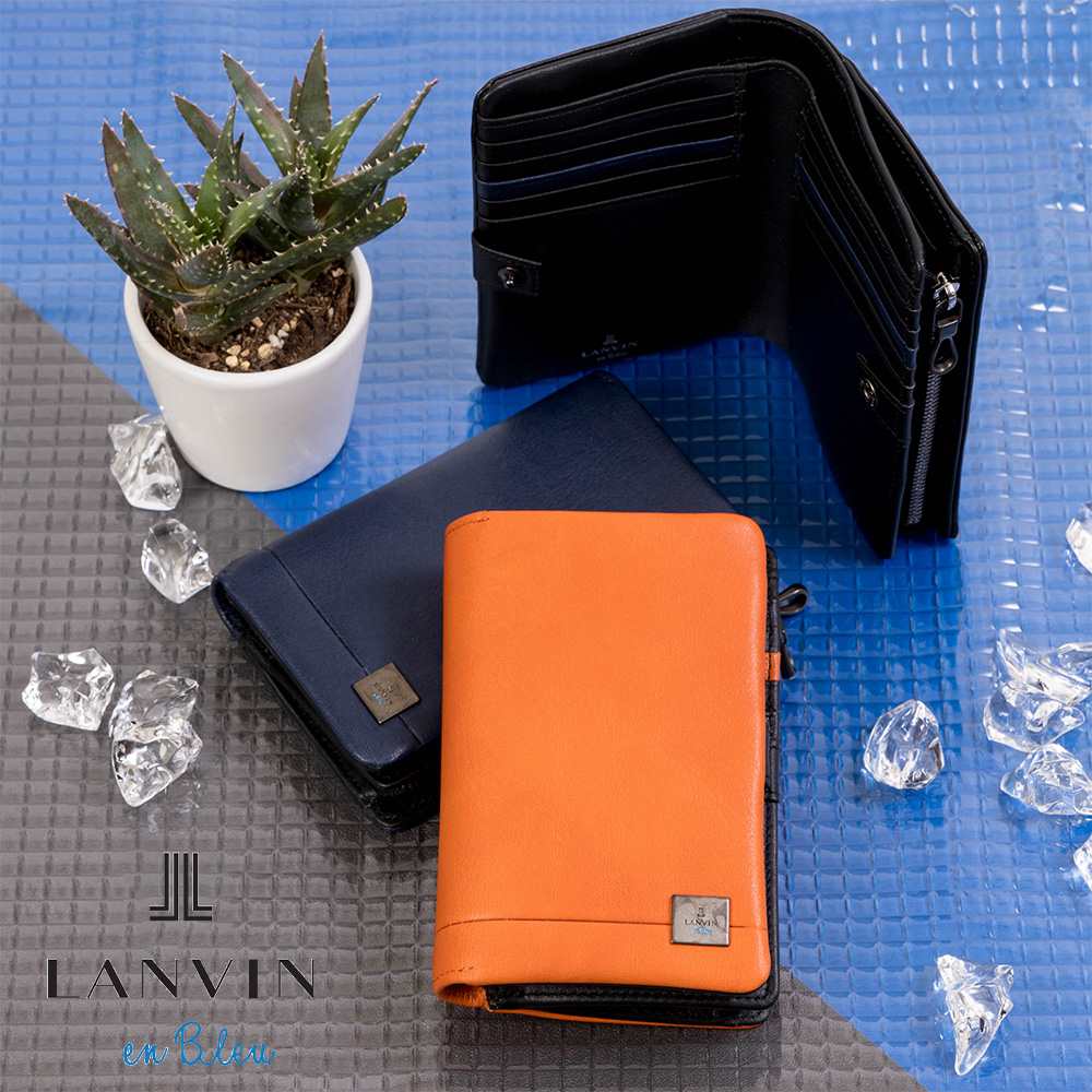 LANVIN en Bleu 二つ折り財布 ミドルウォレット ランバン オン ブルー マルセイユ 縦型 財布 二つ折り メンズ レディース 本革 レザー 男性 ギフト プレゼント 大容量 人気 ブランド ランバンオンブルー 536604