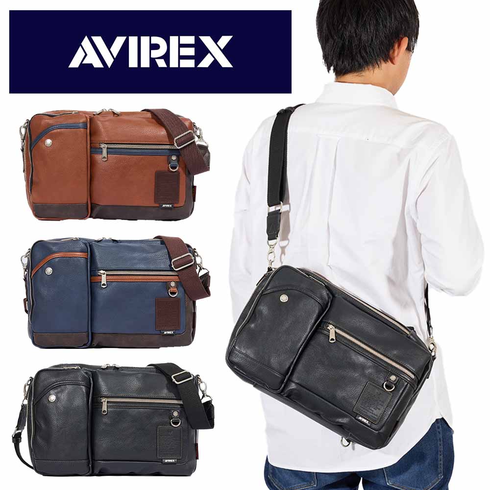 アビレックス ショルダーバッグ ボディバッグ 2WAY AVIREX バッグ 合皮 大きめ 大容量 アヴィレックス メンズ ショルダーバック ブランド 人気 かっこいい 30代 40代 50代 60代 AX5004