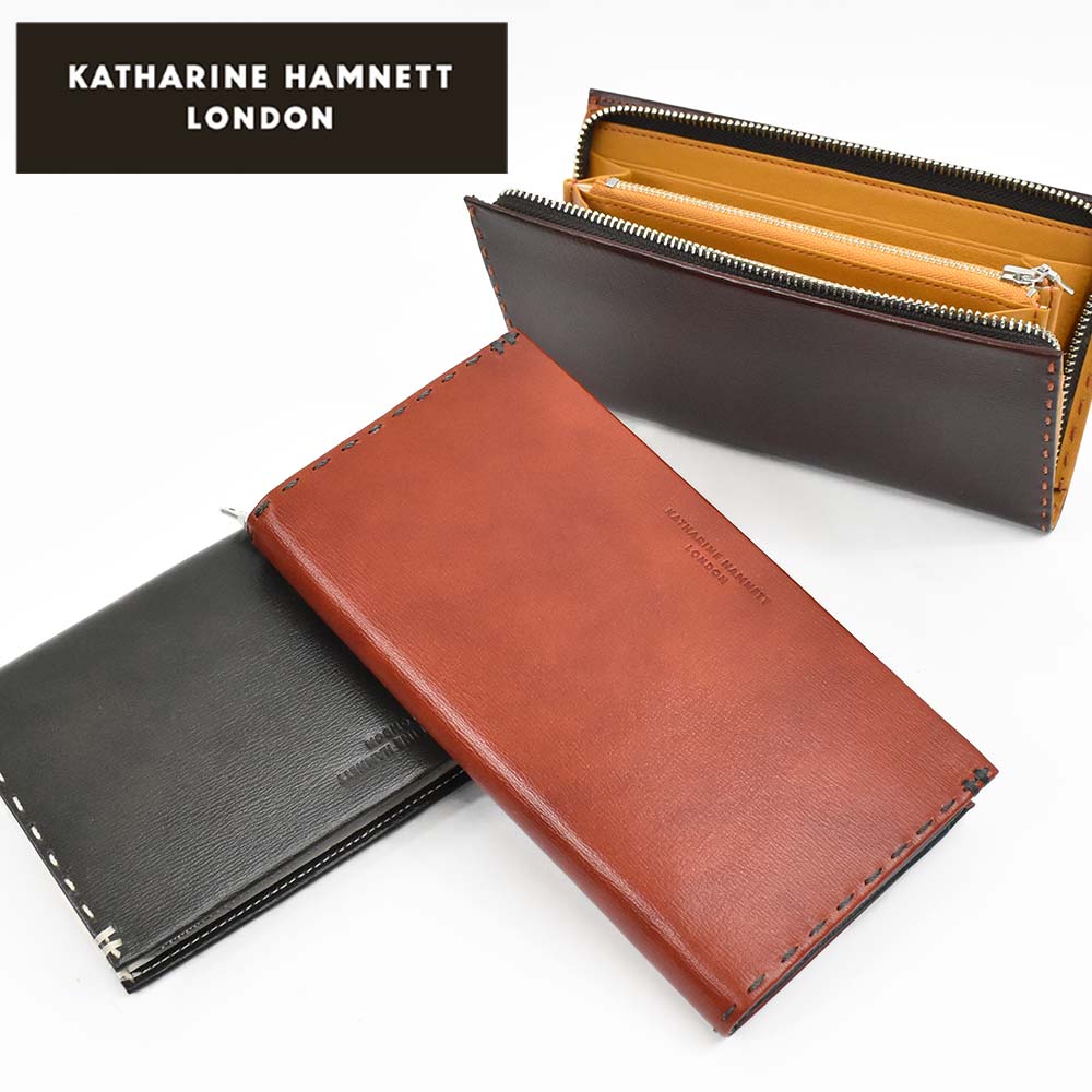 【Rカードでポイント13倍 | 4/20限定】 キャサリンハムネット KATHARINE HAMNETT LONDON 長財布 ラウンドファスナー 財布 本革 メンズ レディース カラーテーラード2 革 レザー プレゼント 男性 人気 ブランド 大容量 薄い おしゃれ ファスナー付き 490-58707