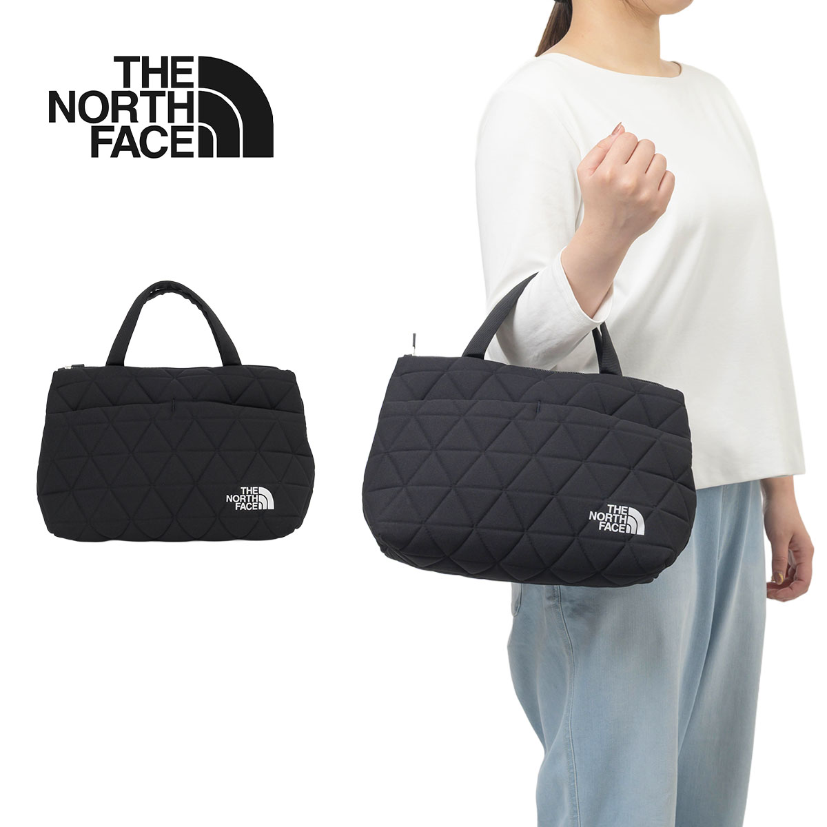 北の方人間の顔 トートバッグ 御徒面子 ミニトート THE NORTH FACE ザノースフェイス ジオフェイスボックストート ミニトートバッグ レディース 成人女性 成年者 パウダーコンパクト 一般受け ザ・ノース・フェイス NM32355