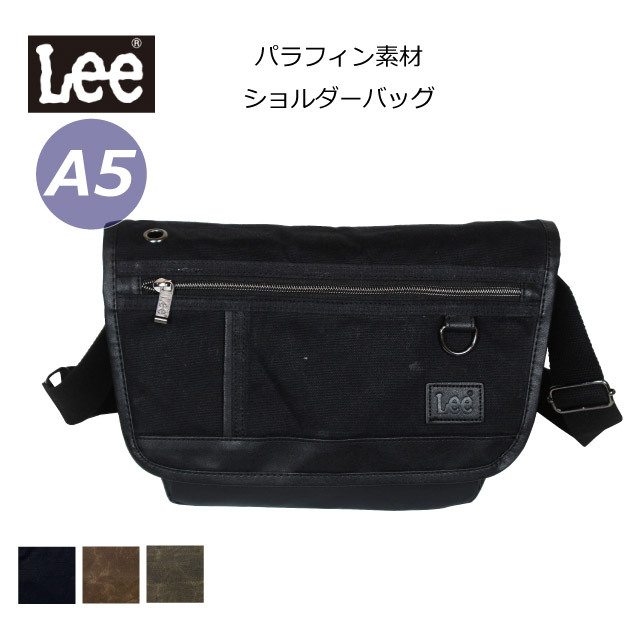 ショルダーバッグ メンズ 斜めがけ かっこいい Lee リー crash パラフィン加工 ヨコ型 ショルダーバッグ 320-4032 A5サイズ メンズバッグ 小さめ 斜めがけバッグ 斜め掛けバッグ 肩掛け バッグ ミニショルダー 高校生 大学生 おしゃれ 旅行 黒 ブラック 自転車