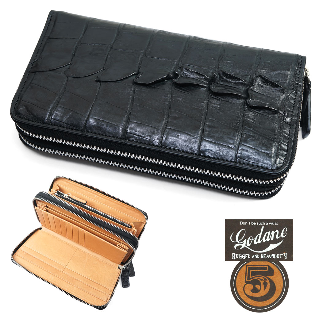 ラウンドファスナー メンズ メンズ財布 財布 本革 通勤 長財布 長財布 長財布 ワニ革 Wファスナー メンズ 革小物 長財布 通勤 Spcw8074cp カイマン ゴダン バイカーズウォレット Godane メンズ Godane ゴダン メンズ 長サイフ レディース 熟練職人によるハンドメイド