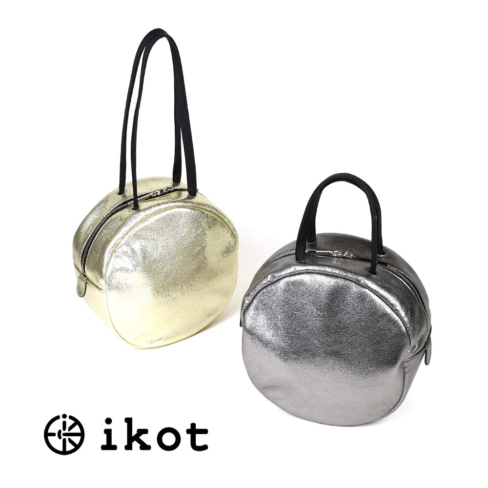 楽天市場】円形トートバッグ ソフトレザー 箔レザー 牛革 ikot