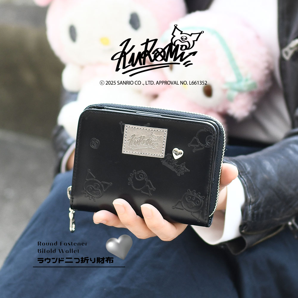楽天市場】サンリオ クロミ KUROMI 二つ折り財布 ラウンドファスナー