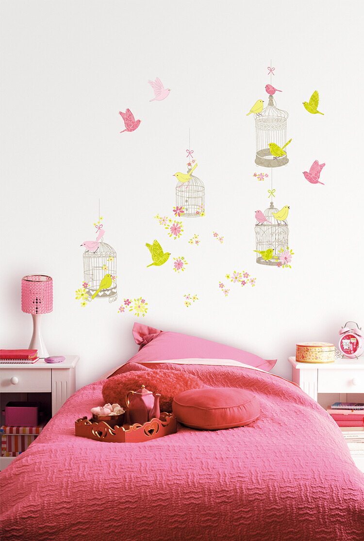 楽天市場 在庫限り 送料無料 フランス製 ヨーロッパ ウォールステッカー 小鳥 鳥かご 鳥 インコ 賃貸 Okシール ステッカー Caselio カセリオ ウォールシート 1セット 2シート入 Kathy Sth カベコレ 壁紙コレクション