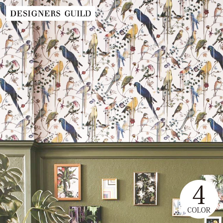 送料無料 輸入壁紙 イギリス製 鳥 植物 オウム のりなし壁紙 Designers Guild デザイナーズギルド 68 5cm 10m ロール Pcl7017 01 全4色 ブラック ホワイト ベージュ ブルー クロス Diy リフォーム 1ロール単位 Southwestne Com