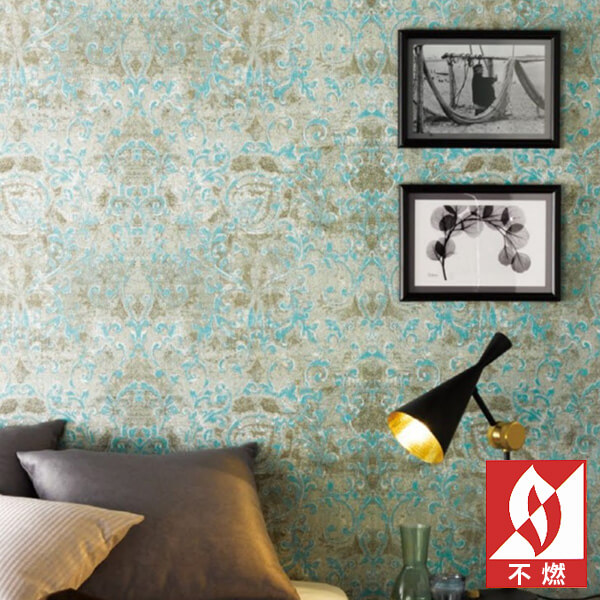 楽天市場 壁紙 のりなし 壁紙 のりなし クロス クラシック ダマスク柄 不燃 防かび サンゲツ Re 8056 Diyリフォームのお店 かべがみ道場