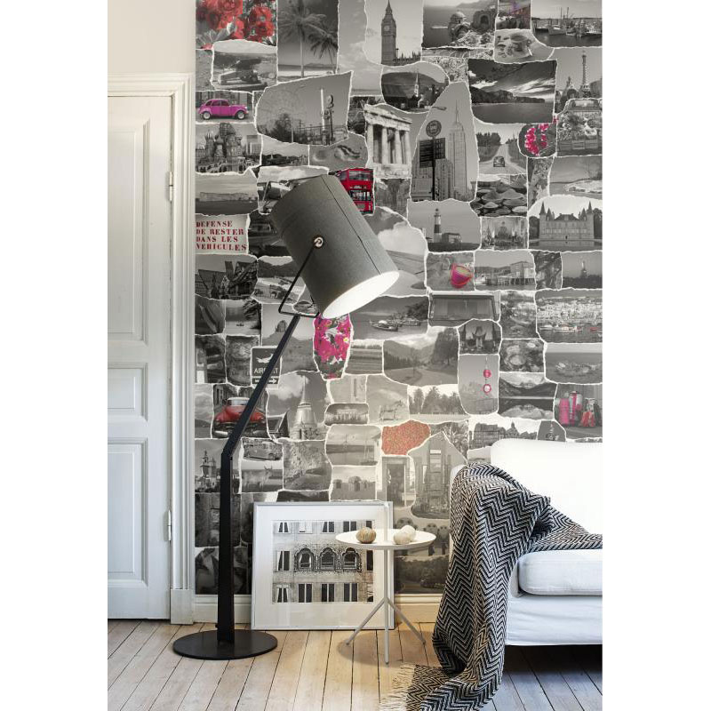 壁紙 貼ってはがせる壁紙 Mr Perswall 4巾 ミスターパースウォール Destinations デスティネーション Scrapbook フリース壁紙 不織布壁紙 スウェーデン製 壁紙 スクラップ イギリス ロンドン 写真 フォト コラージュ おしゃれ デジタルプリント メンズ 北欧 Diy Delta