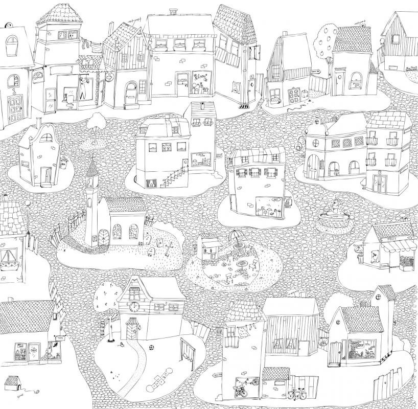 壁紙 貼ってはがせる壁紙 Mr Perswall 6巾 ミスターパースウォール Hide Seek 街 家 子供部屋 Joyville イラスト ポップ 北欧 インテリア フリース壁紙 スウェーデン製 アンティーク デジタルプリント リアル 実写 北欧 Diy Mpgbooks Com