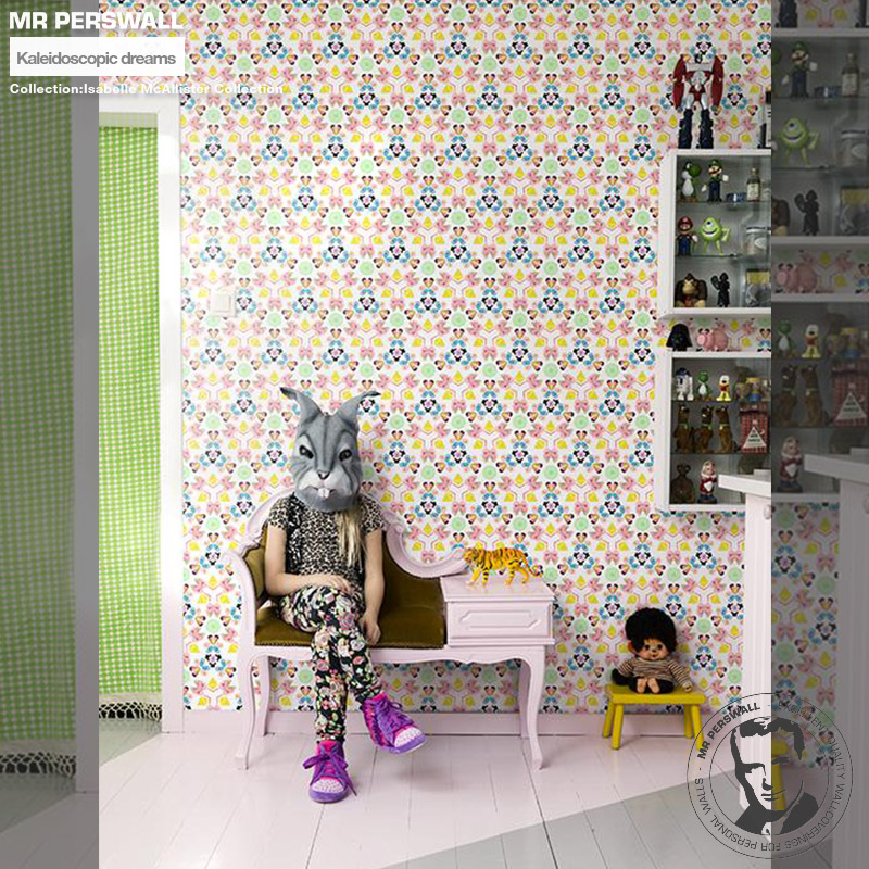 卸売の壁紙 貼ってはがせる壁紙 Mr Perswall 6巾 ミスターパースウォール Isabelle 子供部屋 Kaleidoscopic Dreams アイス ポップ キッズルーム 北欧 インテリア フリース壁紙 スウェーデン製 アンティーク デジタルプリント リアル 実写 北欧 Diy 輸入壁紙