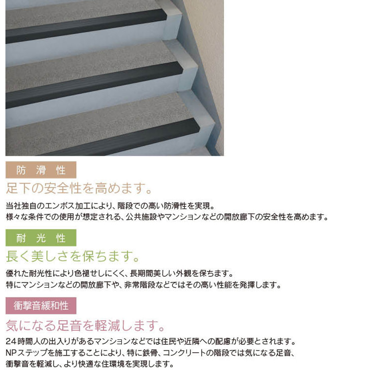 楽天市場 Nsステップ 蹴込み 踏み面一体型 防滑性階段用床シート 900mm 500mm 7枚入 シンコール 壁紙屋本舗 壁紙屋本舗 カベガミヤホンポ