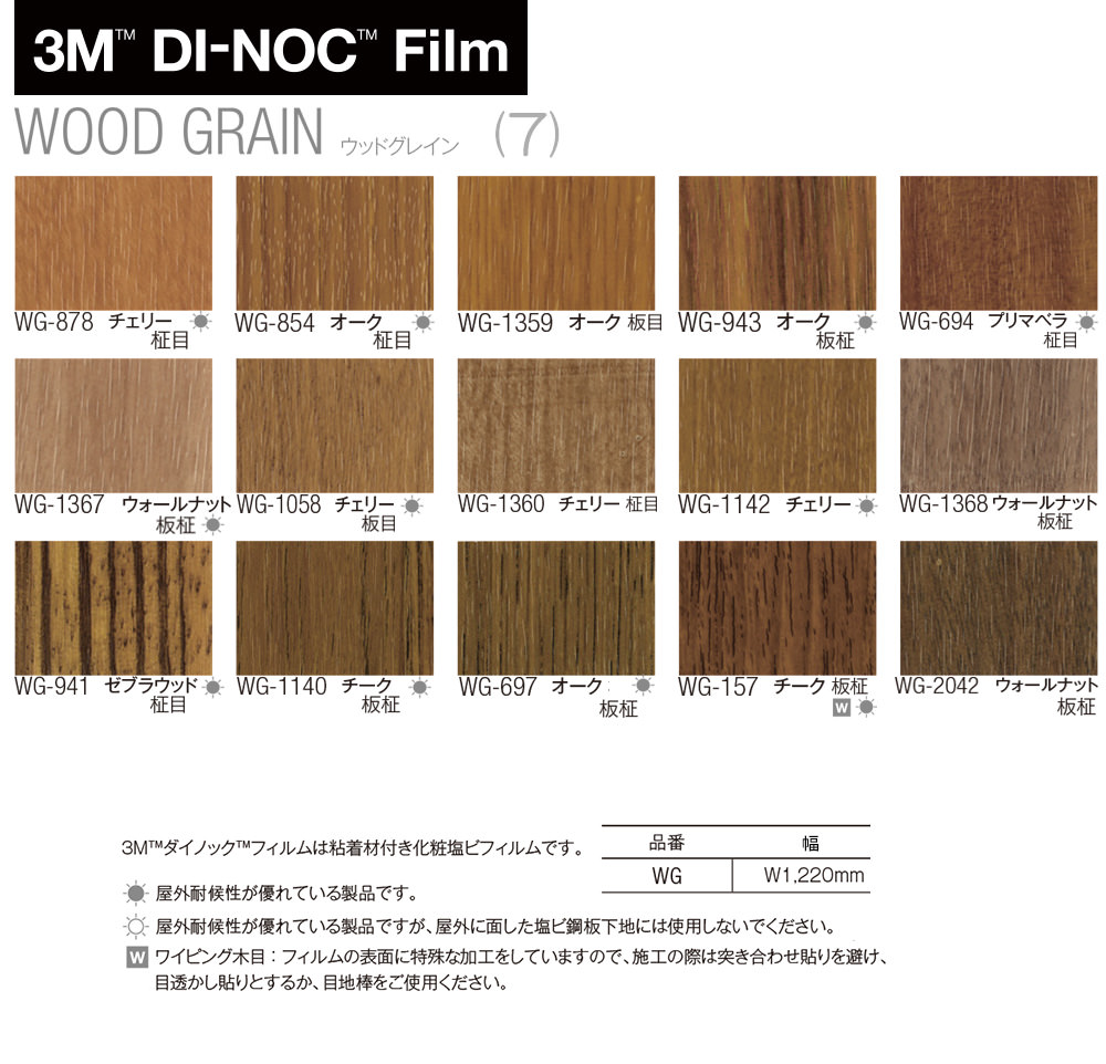 送料無料 ダイノックシート 木目 122ｃｍ巾 WG-1141 チーク ヘラ付き ウッドグレイン リメイクシート スリーエム 粘着シート ３M 板柾