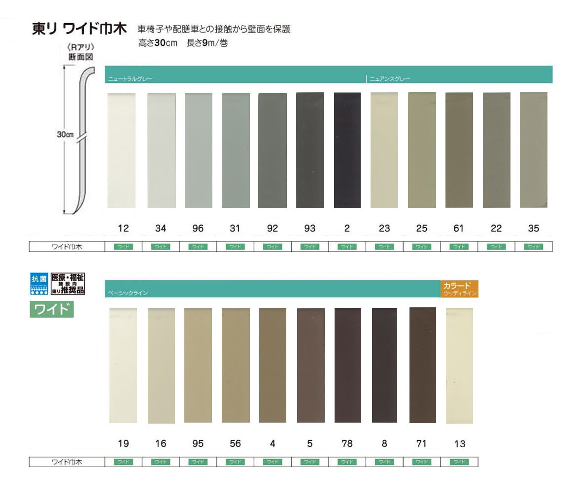 楽天市場 サンプル専用 巾木サンプル 東リ タイルコレクション ワイド巾木 抗菌仕様 メール便ok 壁紙屋本舗 壁紙 屋本舗 カベガミヤホンポ