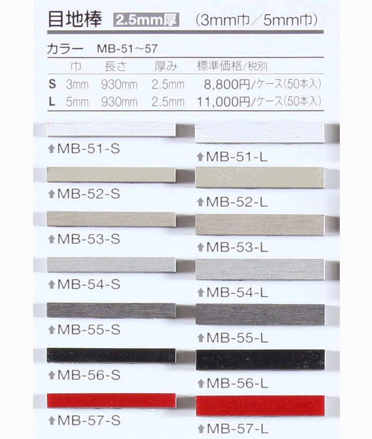 楽天市場 目地棒 カラー厚み2 5mm 巾3mm 長さ930mm 50本入 サンゲツ 1ケース単位 1ケースごとに送料がかかります 壁紙屋本舗 カベガミヤホンポ