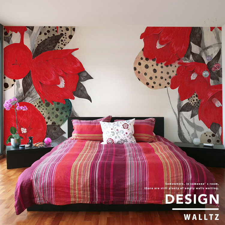 楽天市場】貼ってはがせる壁紙「Walltz(ウォルツ)」渡邊香月 / 春ごとに花のさかりはありなめどあひ見む事はいのちなりけり （巾377Cm×269.7Cm）（8パネルセットで販売）【受注生産のため10営業日以内で発送】：壁紙屋本舗・カベガミヤホンポ