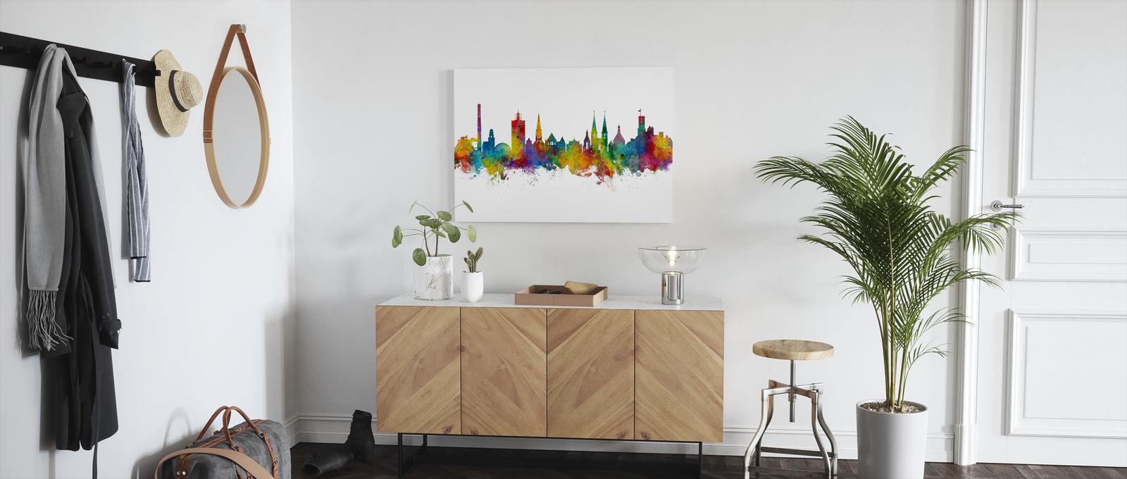 新しい到着 楽天市場 アートパネル 10cm単位でサイズオーダーできる 絵画 壁掛け インテリア 壁飾り キャンバス アート ウォール ビーレフェルト 都市 建物 シルエット カラフル レインボー 水彩 壁紙屋本舗 カベガミヤホンポ 内祝い Www Psht Or Id