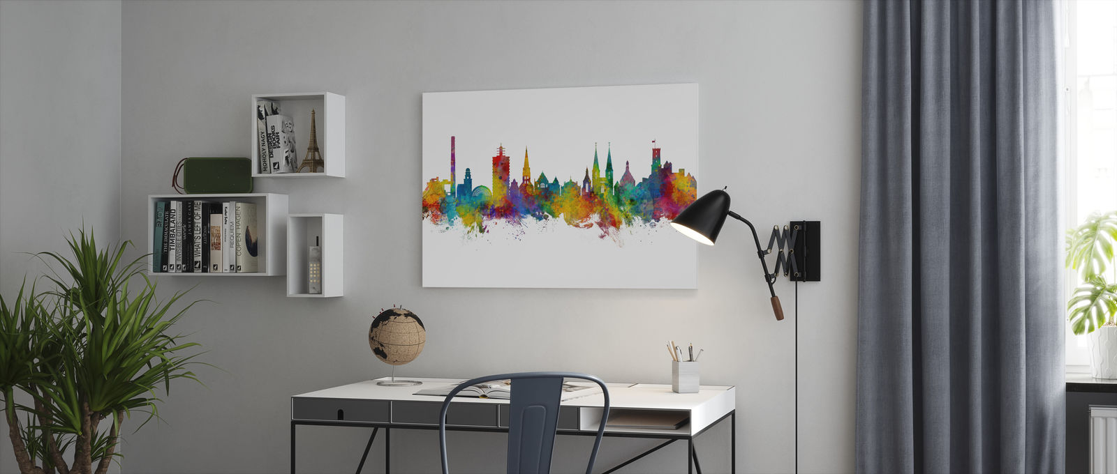 新しい到着 楽天市場 アートパネル 10cm単位でサイズオーダーできる 絵画 壁掛け インテリア 壁飾り キャンバス アート ウォール ビーレフェルト 都市 建物 シルエット カラフル レインボー 水彩 壁紙屋本舗 カベガミヤホンポ 内祝い Www Psht Or Id