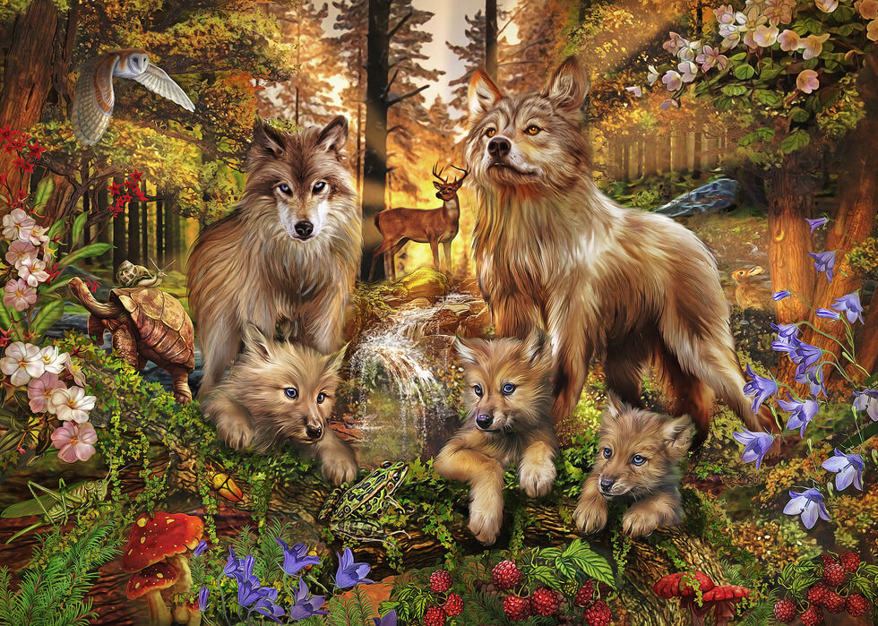 楽天市場 アートパネル 10cm単位でサイズオーダーできる 絵画 壁掛け インテリア 壁飾り キャンバス アート ウォール オオカミ 動物 家族 壁紙屋本舗 カベガミヤホンポ