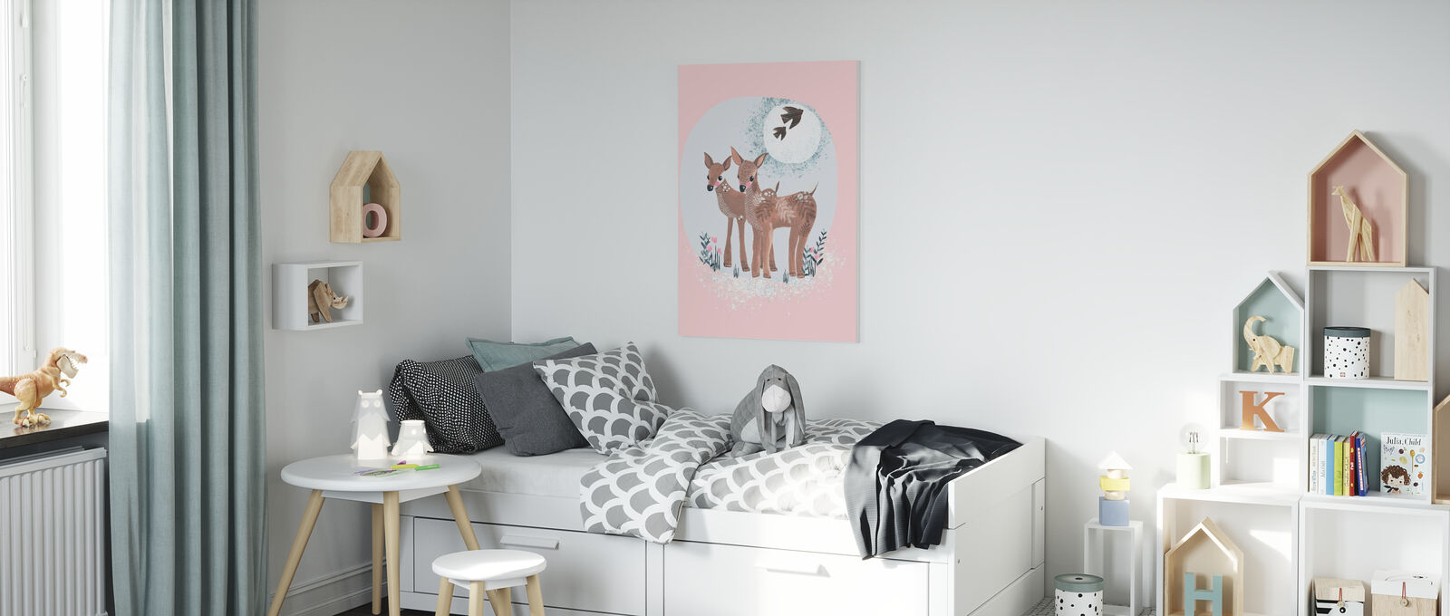 正規店仕入れの 楽天市場 アートパネル 10cm単位でサイズオーダーできる 絵画 壁掛け インテリア 壁飾り キャンバス アート ウォール 鹿 シカ 動物 鳥 イラスト ピンク キッズ 子ども部屋 壁紙屋本舗 カベガミヤホンポ 格安人気 Blog Belasartes Br