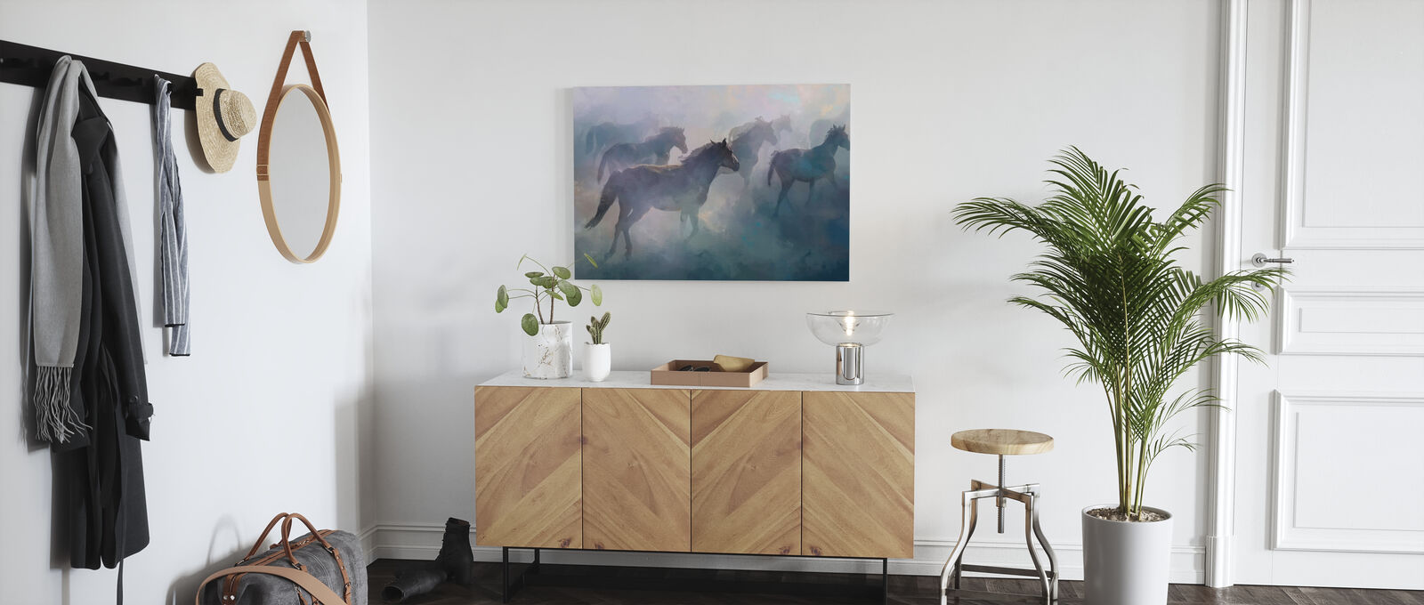 Rakuten 楽天市場 アートパネル 10cm単位でサイズオーダーできる 絵画 壁掛け インテリア 壁飾り キャンバス アート ウォール 馬 ウマ 動物 霧 壁紙屋本舗 カベガミヤホンポ 正規店仕入れの Prestomaalaus Fi