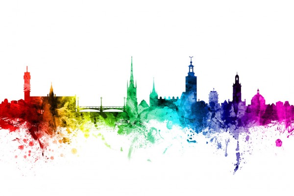 楽天市場 建築 建物 アート 絵画の壁紙 輸入 カスタム壁紙 Photowall Stockholm Skyline Rainbow 0525 貼ってはがせるフリース壁紙 不織布 海外取り寄せのため1カ月程度でお届け 代引き 後払い不可 壁紙屋本舗 カベガミヤホンポ