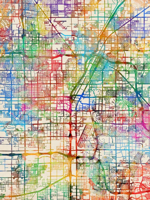楽天市場 ラスベガス 地図 水彩 カラフルの壁紙 輸入 カスタム壁紙