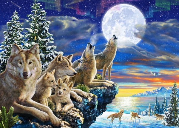 楽天市場 アニマル 動物 狼 オオカミ 遠吠え 月明かり 夜 ブルー 青