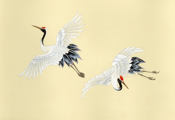 楽天市場 鶴 タンチョウヅル 夫婦鶴 日本画の壁紙 輸入 カスタム壁紙