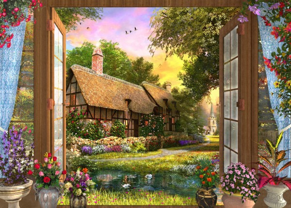 楽天市場 ファンタジー 家 花の壁紙 輸入 カスタム壁紙 Photowall Cottage View Sunset 貼ってはがせるフリース壁紙 不織布 海外取り寄せのため1カ月程度でお届け 代引き 後払い不可 壁紙屋本舗 カベガミヤホンポ