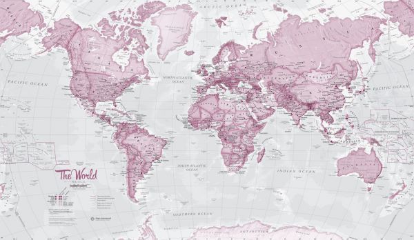 楽天市場 世界地図 紫 パープルの壁紙 輸入 カスタム壁紙 Photowall World Map Political Pink 貼ってはがせるフリース壁紙 不織布 海外取り寄せのため1カ月程度でお届け 代引き 後払い不可 壁紙屋本舗 カベガミヤホンポ