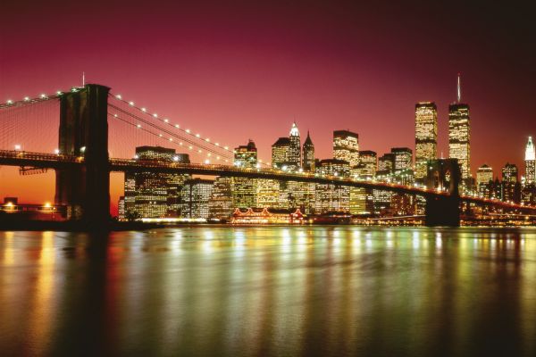 楽天市場】ブルックリン 橋 建物 ビル 夜景の壁紙 輸入 カスタム壁紙