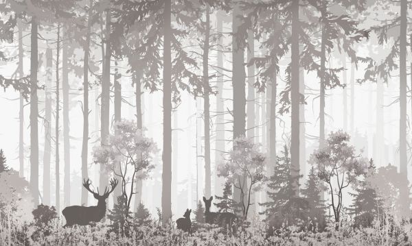 楽天市場 森 シルエット 鹿 シカ セピアの壁紙 輸入 カスタム壁紙 Photowall Forest Silhouettes 159 貼ってはがせるフリース壁紙 不織布 海外取り寄せのため1カ月程度でお届け 代引き不可 壁紙屋本舗 カベガミヤホンポ