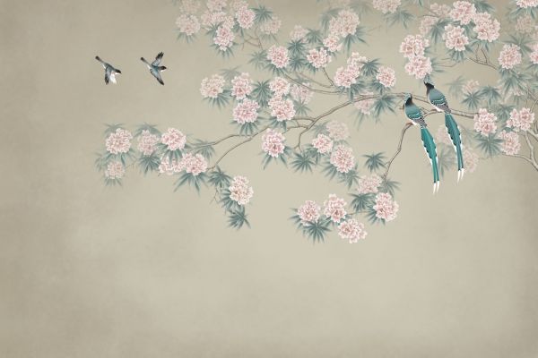 楽天市場 鳥 花 花鳥画 日本画 和風の壁紙 輸入 カスタム壁紙