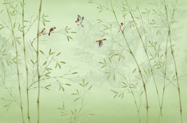 楽天市場 スズメ 鳥 竹 花鳥画 日本画 和風 緑 グリーンの壁紙 輸入 カスタム壁紙 Photowall Bamboo Birds Emerald 貼ってはがせるフリース壁紙 不織布 海外取り寄せのため1カ月程度でお届け 代引き不可 壁紙 屋本舗 カベガミヤホンポ