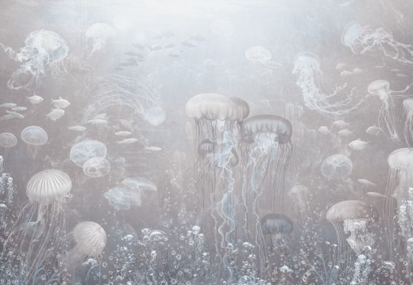 楽天市場 クラゲ 海 灰色 グレーの壁紙 輸入 カスタム壁紙 Photowall Jellyfish Garden Sepia 貼ってはがせるフリース壁紙 不織布 海外取り寄せのため1カ月程度でお届け 代引き 後払い不可 壁紙屋本舗 カベガミヤホンポ