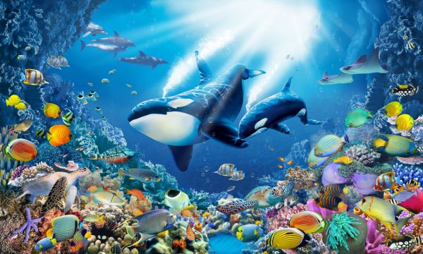 楽天市場 海 シャチ イルカ サンゴ 魚 ラッセン風の壁紙 輸入 カスタム壁紙 Photowall Killer Whales 3 貼ってはがせるフリース壁紙 不織布 海外取り寄せのため1カ月程度でお届け 代引き 後払い不可 壁紙屋本舗 カベガミヤホンポ