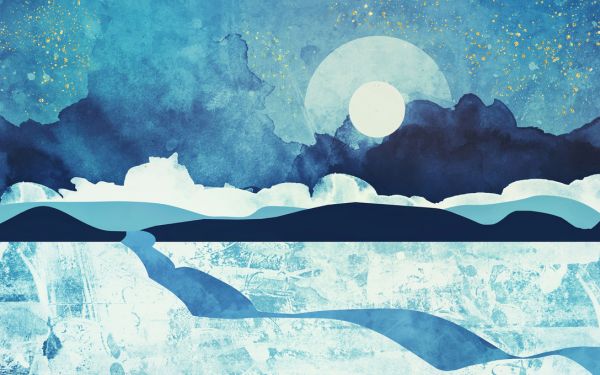 楽天市場 イラスト 空 山 月 青 ブルーの壁紙 輸入 カスタム壁紙 Photowall Blue Desert Spacefrogdesigns 貼ってはがせるフリース壁紙 不織布 海外取り寄せのため1カ月程度でお届け 代引き 後払い不可 壁紙屋本舗 カベガミヤホンポ