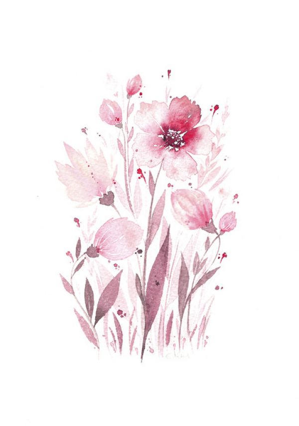 花 水彩 イラスト ピンクの壁紙 輸入 カスタム壁紙 Photowall Delicate Pink Flowers 貼ってはがせるフリース壁紙 不織布 海外取り寄せのため1カ月程度でお届け 代引き 後払い不可 壁紙屋本舗 カベガミヤホンポ
