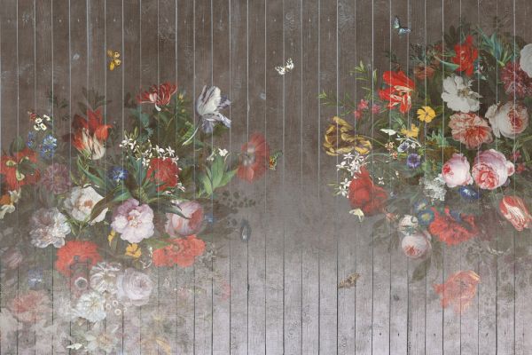 楽天市場 板 木目 ウッド フェイク 花 絵画の壁紙 輸入 カスタム壁紙 Photowall Flower Bouquet Plank 264 貼ってはがせるフリース壁紙 不織布 海外取り寄せのため1カ月程度でお届け 代引き 後払い不可 壁紙屋本舗 カベガミヤホンポ